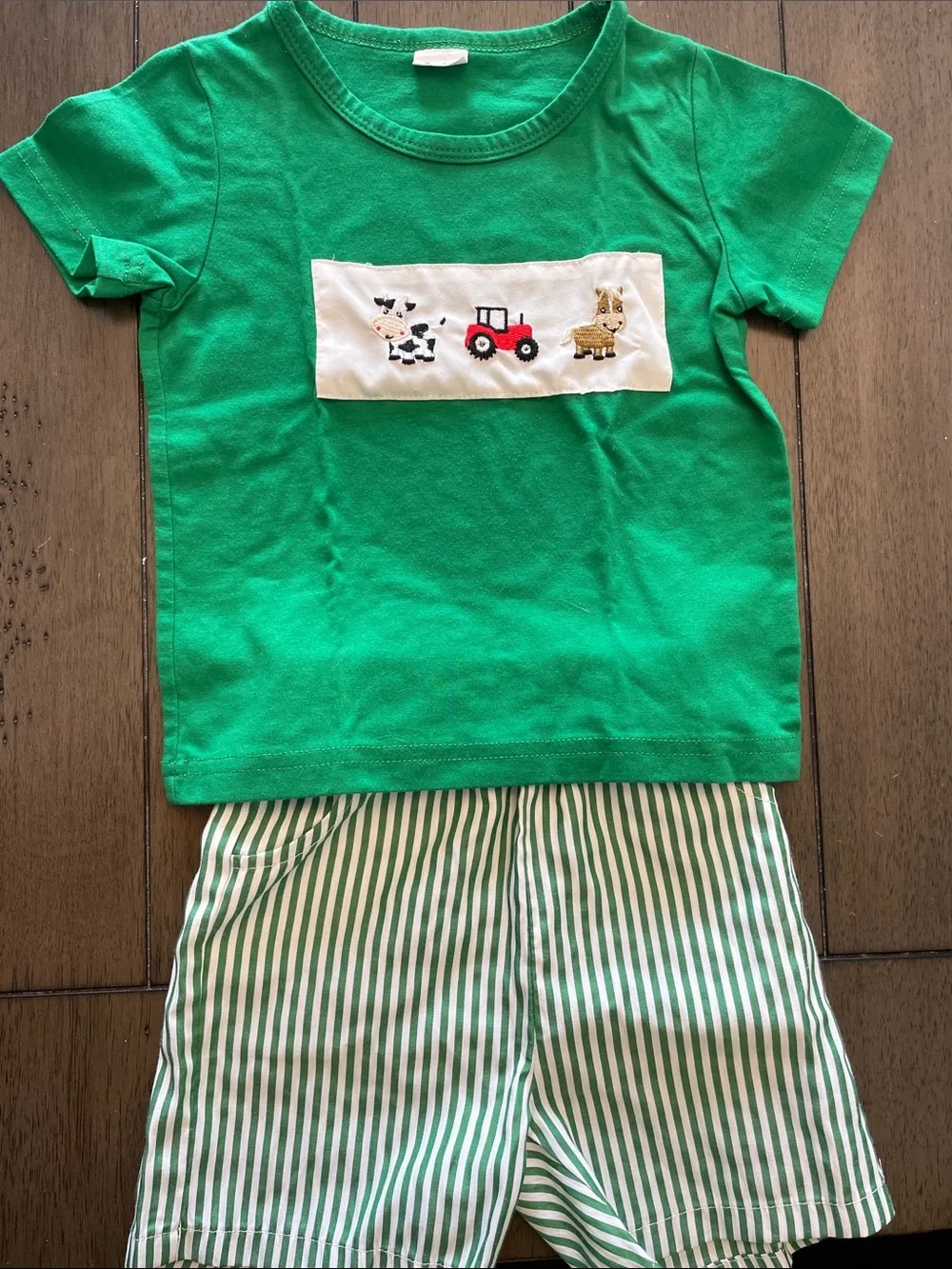 Kids Green Farm-Print Set